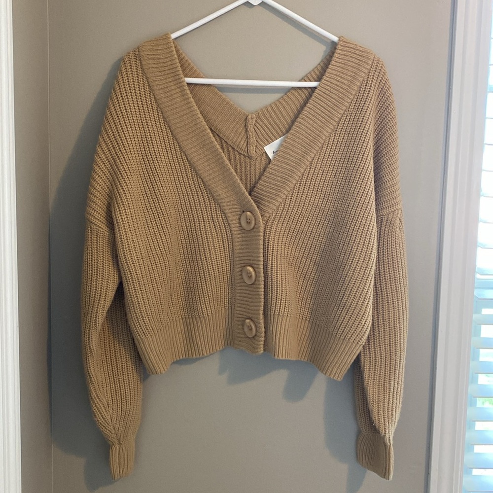 Line & Dot Walnut Ribbed Cardigan - Picture 3 of 10